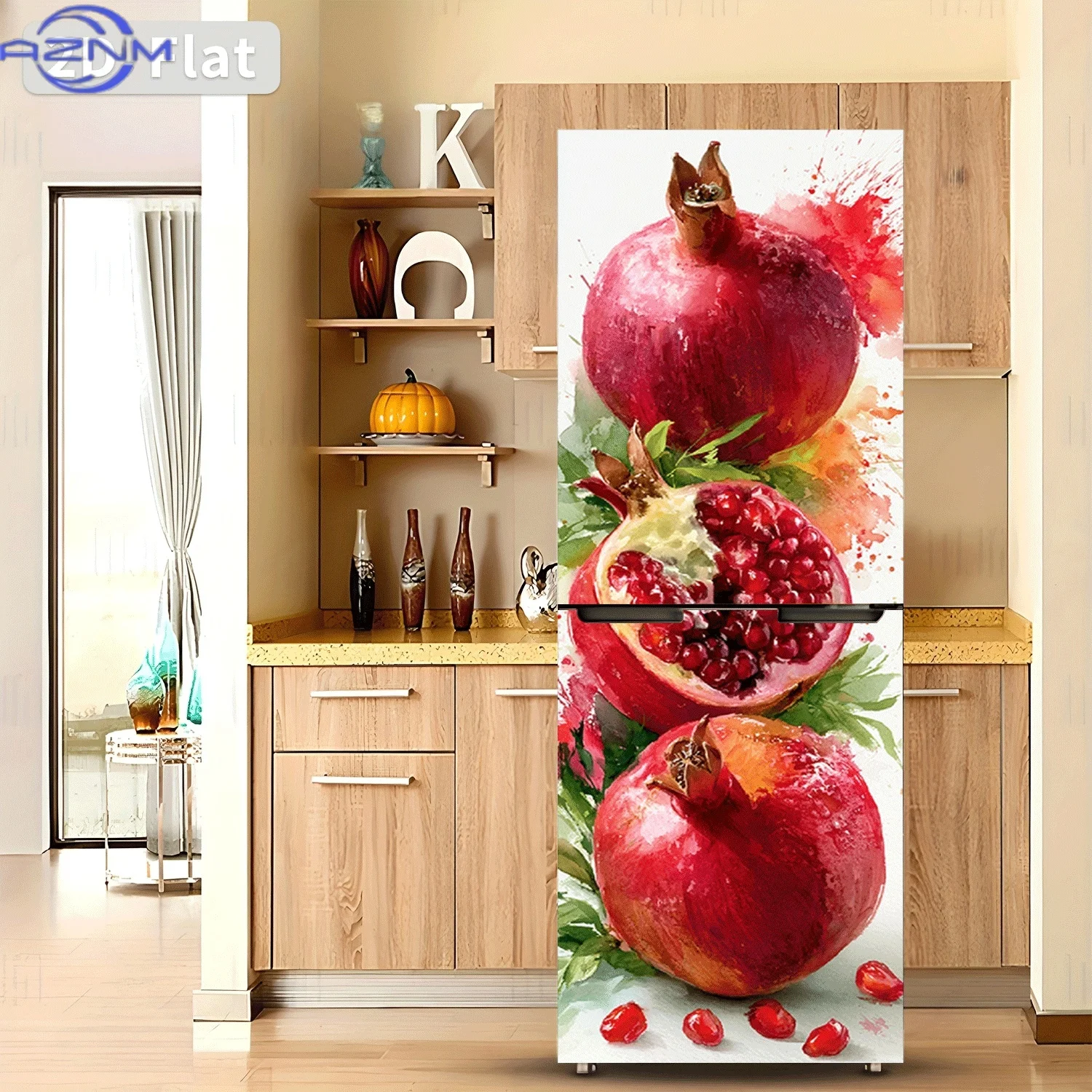 [2D Flat Printing] 1pc Fridge Magnet Sticker Watery Durian Theme Design Wall Decoration Self-Adhesive Suitable for Cabinets An