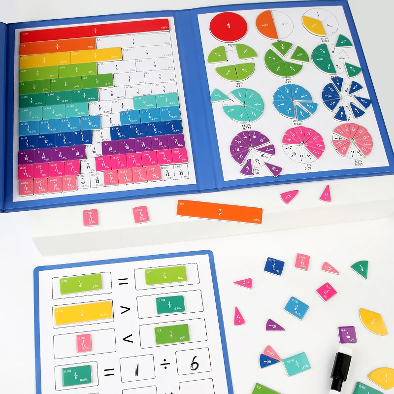 Magnetische Fractiepuzzels voor Wiskundebeheersing Montessori Verlichting met Leuk Rekenen Leermiddel Cognitief Educatief Speelgoed