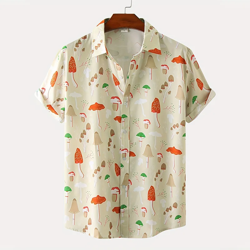 New 3D Dinosaur Printing Shirts For Men Plants Mushroom Graphic Shirts For Women Children Fashion Hawaiian Shorts & Blouses Tops