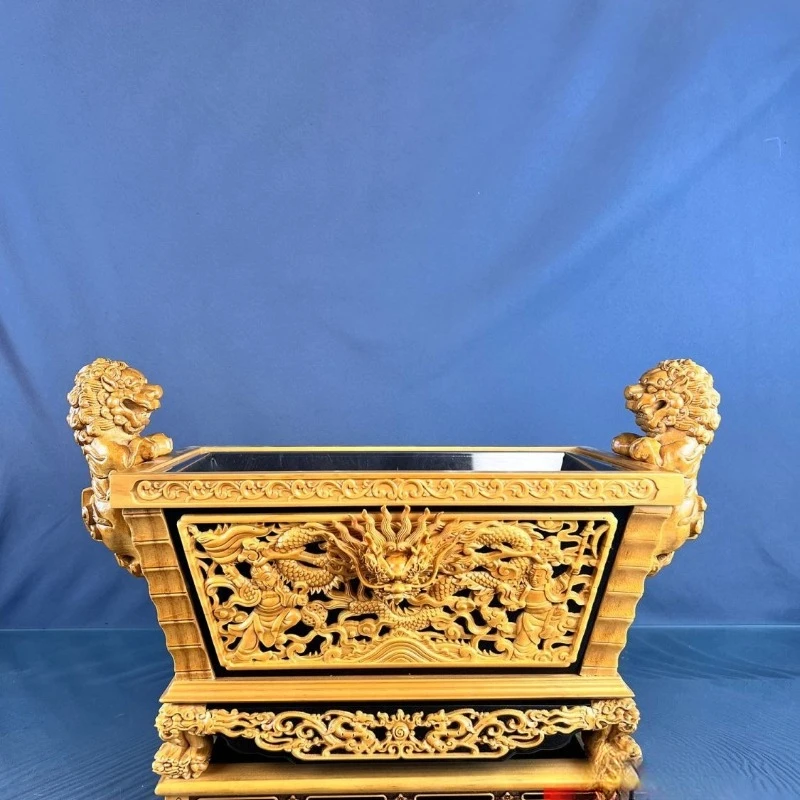 

Manger stove square faucet incense burner wood two-color antique incense burner wood carving