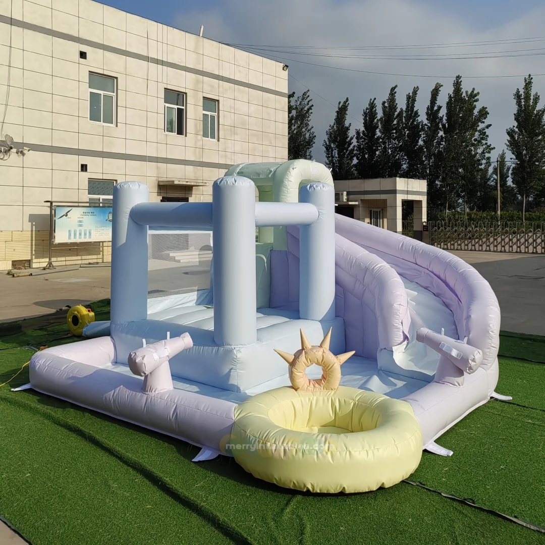 Pastel Sun Toddler Water Slide Splash Pool Obstacles Backyards Water Pool for Kids water playground