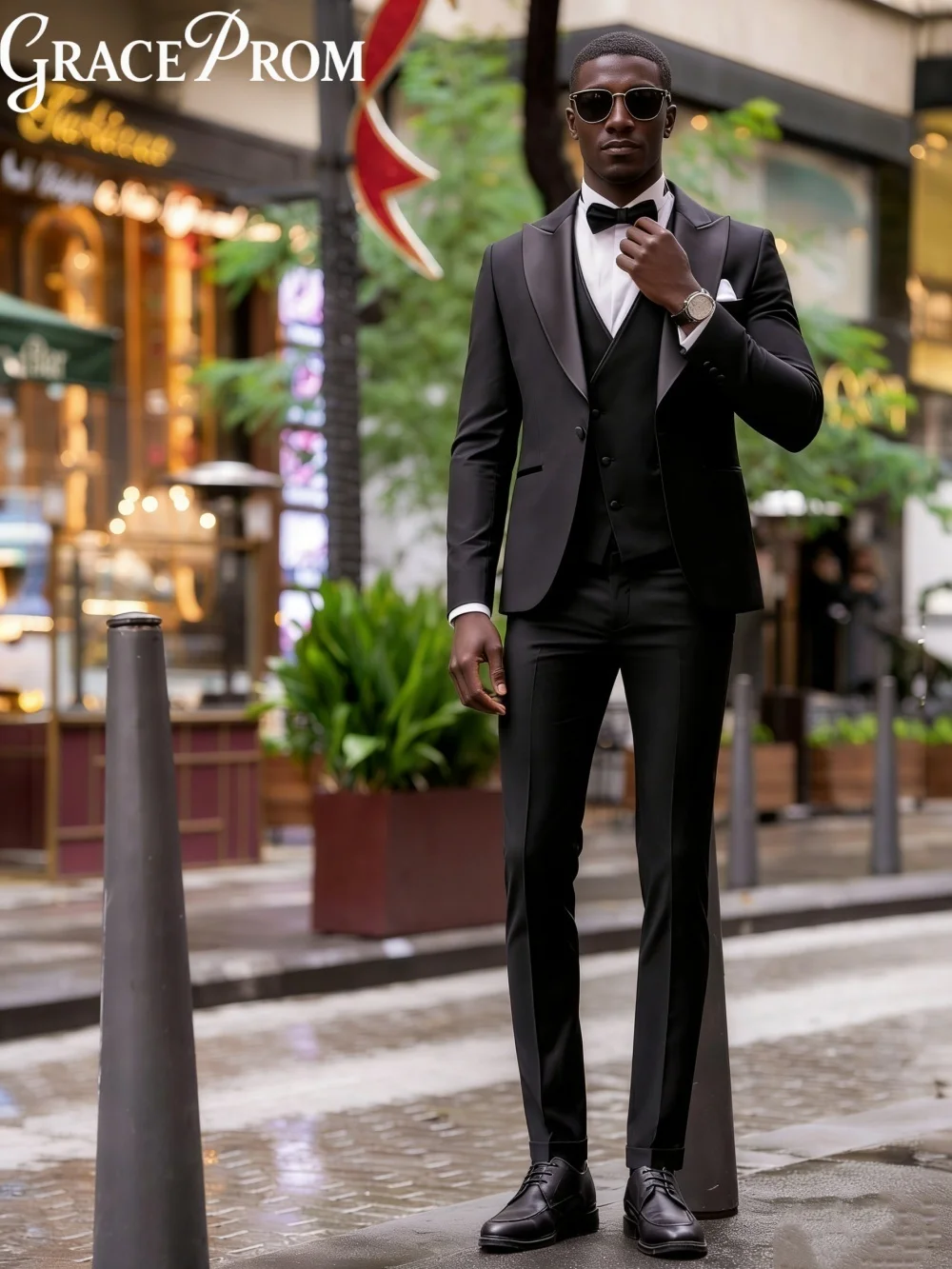 

Premium Black Men's Suit Set For Wedding Suit Single Breasted Jacket Pants Trendy Business Men Groomsmen Formal Tuxedo