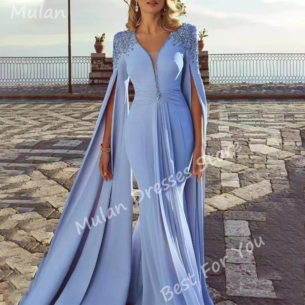 Vestidos de Noche largos elegantes personalizados con cuentas para mujer, cuello en V, largo hasta el suelo, para eventos especiales, vestido de fiesta de graduación, Gala Maxi 2025