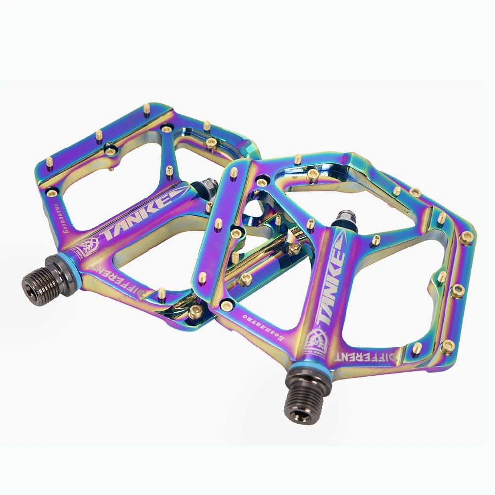 Pédales de VTT TANKE en alliage d'aluminium léger, antidérapantes (10 broches antidérapantes/côté) avec graisse et roulements, pédales de vélo TP-50