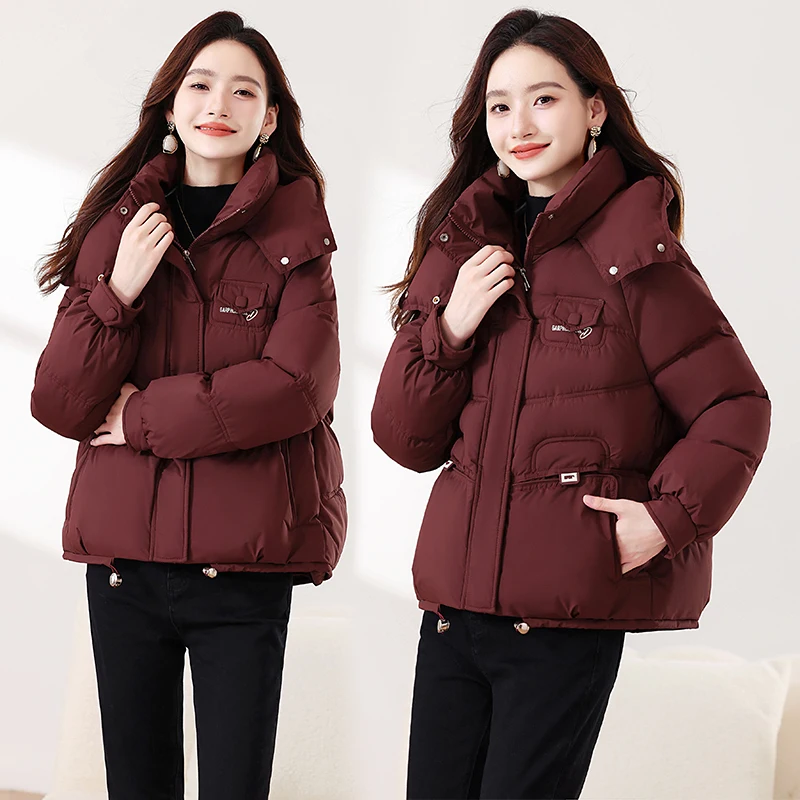 

Thiened Oversized Hooded down Cotton Jaet Women ort Size Small Winter New Large Size Bread Cotton Coat Outerwear