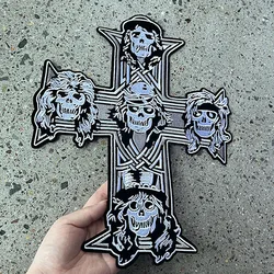 Fire Skull Back Embroidered Patch Motorcycle MC Biker Patch Iron On Patches For Clothing Sew Motor Racing Rider For Vest Jackets