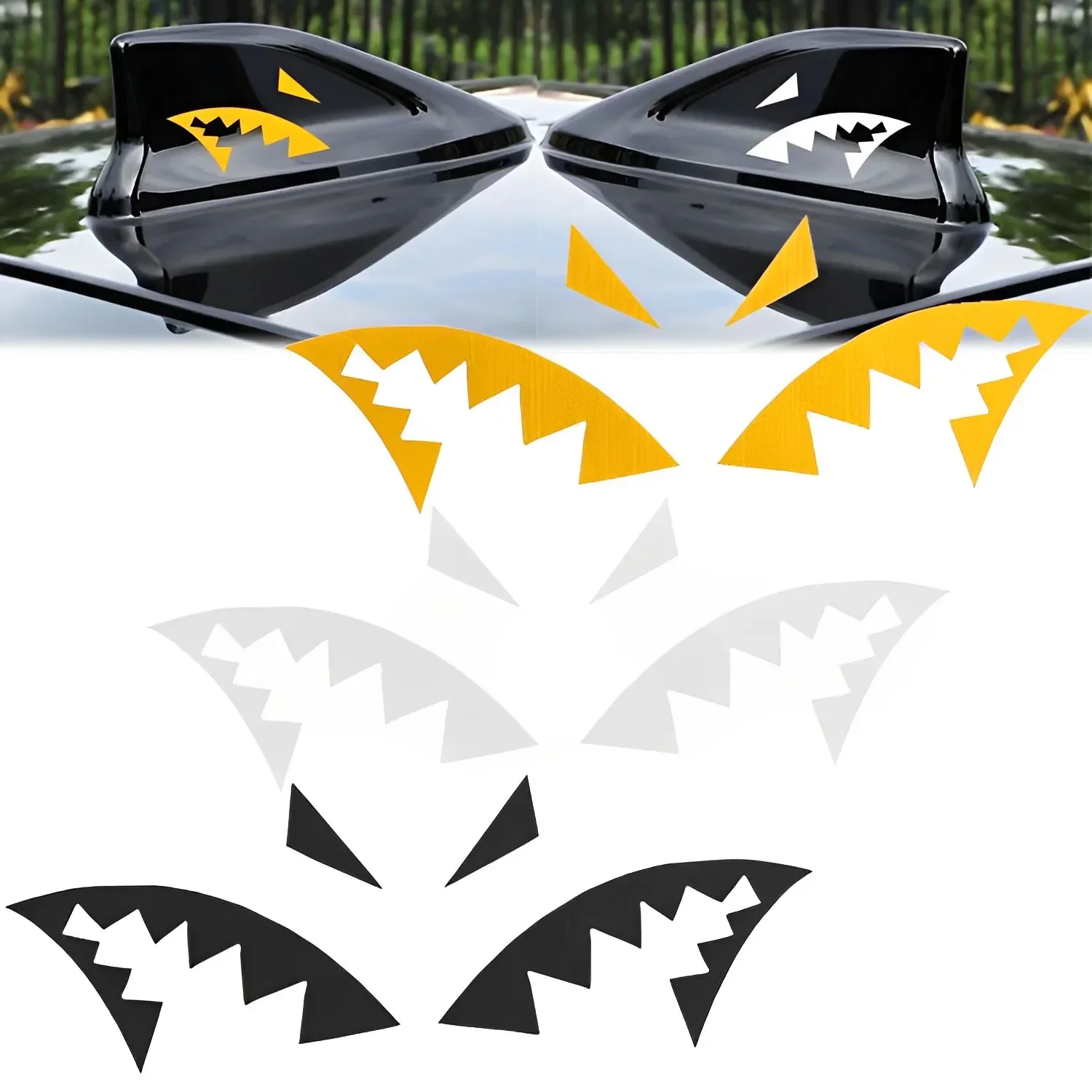 

Shark Mouth Stickers Car Styling Antenna Stickers Night Reflective Vinyl Decal Shark Fin Antenna Decoration Motorcycle Decals