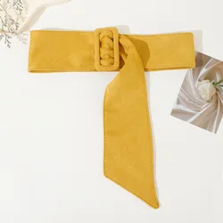 Stylish Women's Suede Belt with Japanese Buckle Wholesale Fashionable Yellow Waist Decoration Belt