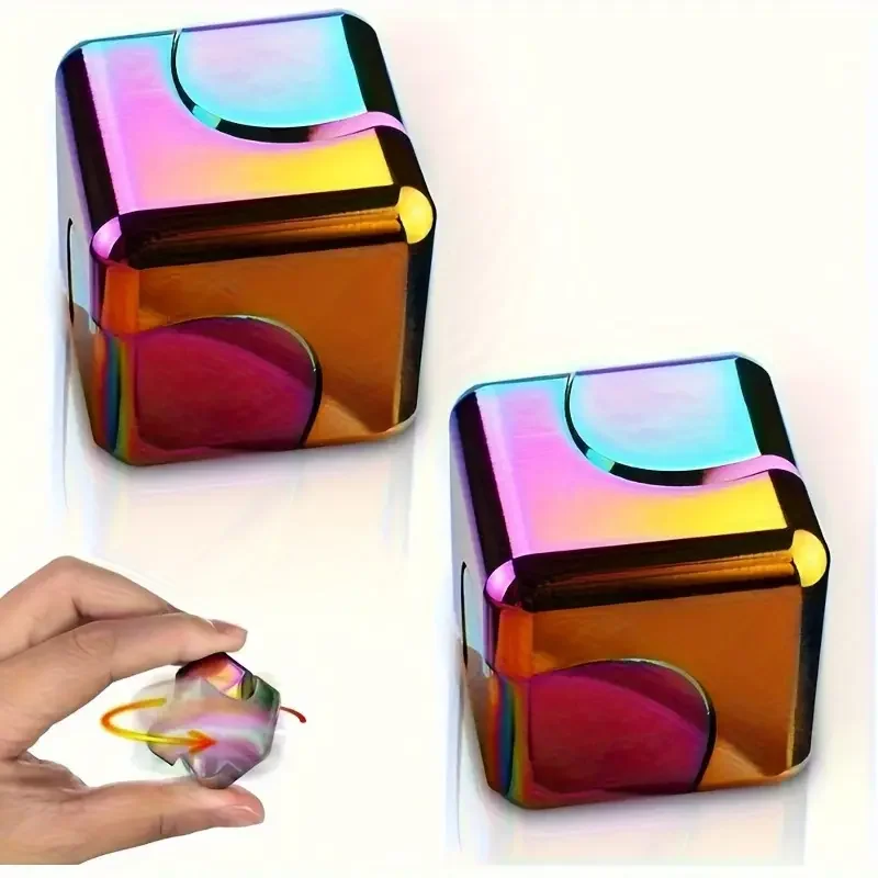 Giroscopio rotante con punta delle dita in cubo di metallo Fidget antistress Giocattoli per adulti Ufficio Casa Viaggio Spinner portatile Giocattoli Regali di Natale
