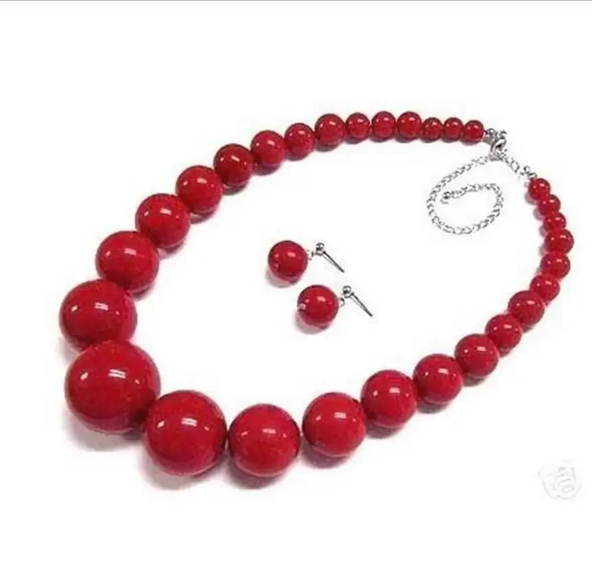 

hot sell new Women's jewelry red coral bead necklace earring set