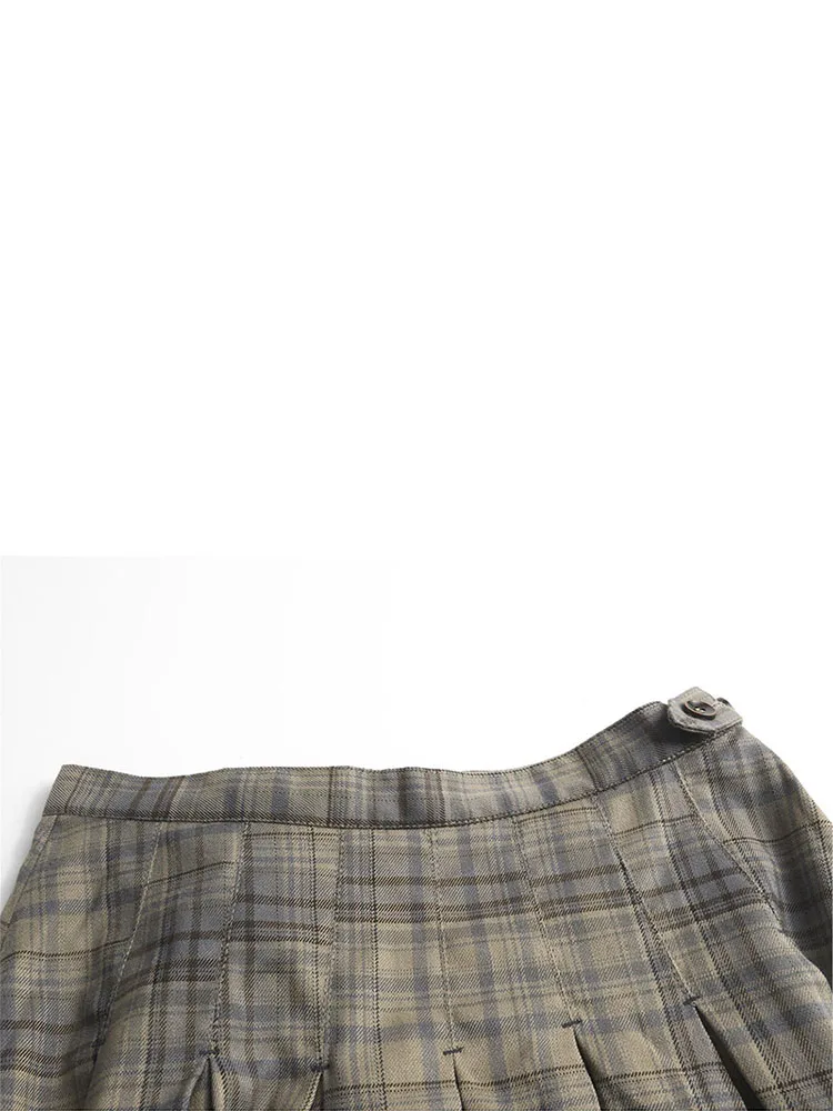 Japanese Preppy Style Classical Plaid Skirts Women High Waist Pleated Skirt Elegant Harajuku 2000s Aesthetic Sweet Autumn Winter