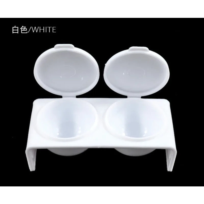 2Pcs White Acrylic Liquid Dappen Dish, Twin Cup Nail Art Pigment Holder for Monomer Nail Brushes Washing Manicure Tool