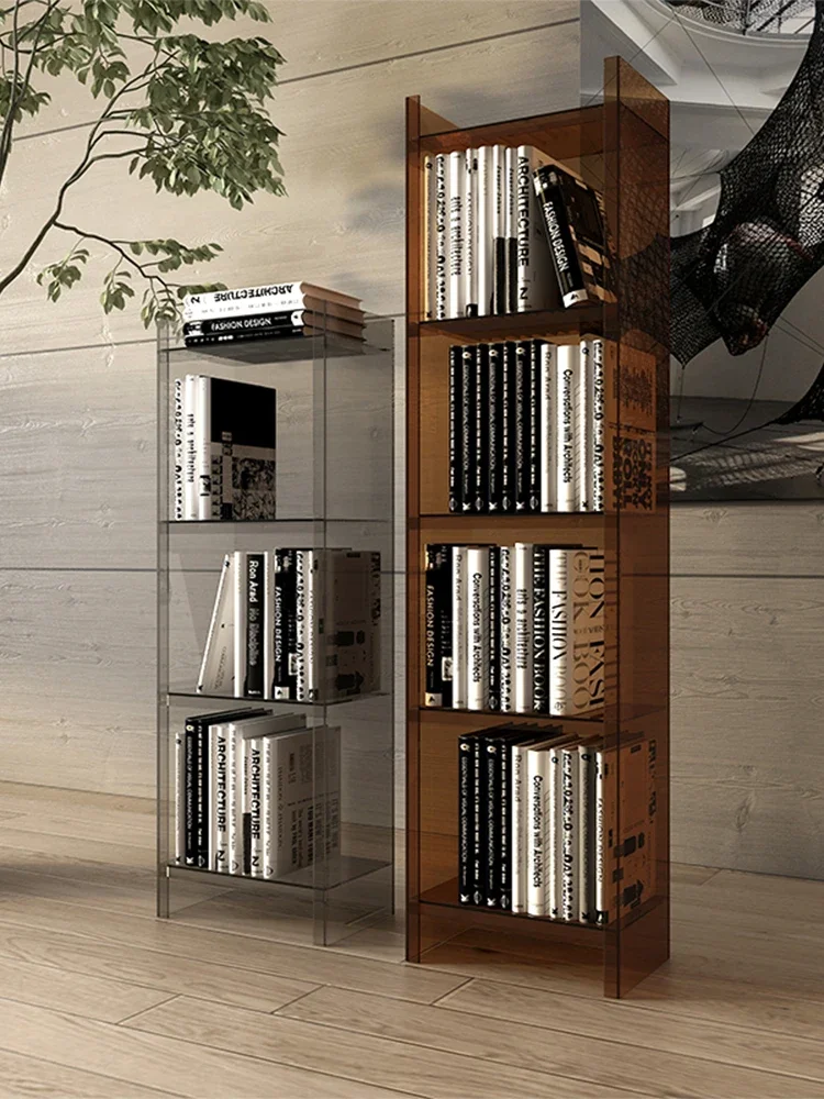 Light luxury Nordic shelf acrylic living room storage display shelf designer multi-layer floor bookshelf decorative cabinet