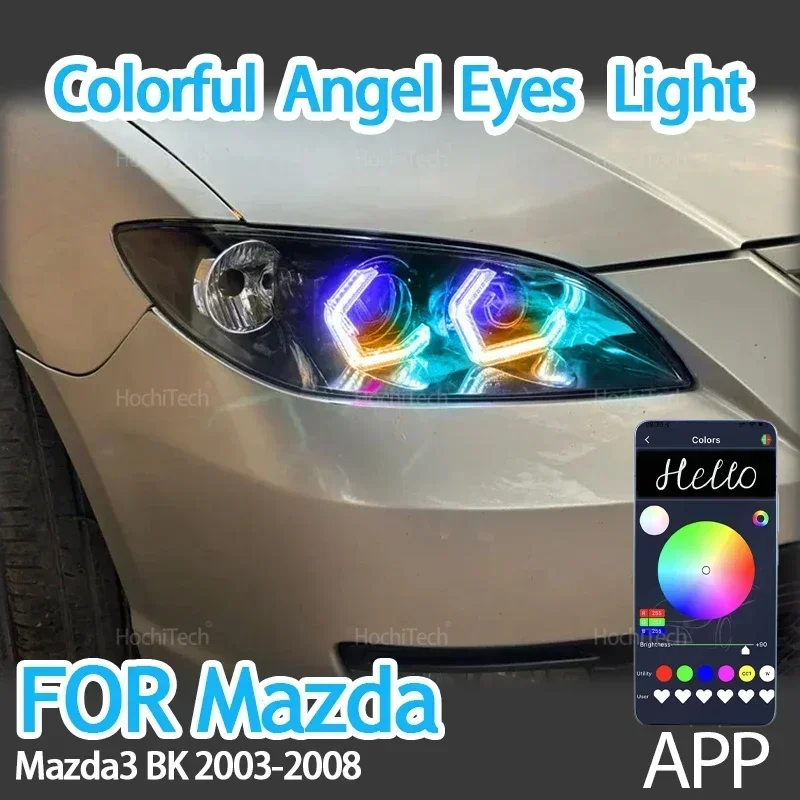 For Mazda 3 Mazda3 BK Sedan Hatchback 2003-2008 Dynamic Car-styling Multi-colored App Control LED Rings M4 Style Light