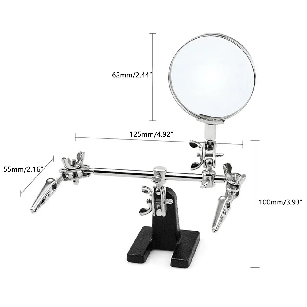 Welding Magnifying Glass with LED Light 5X Lens Auxiliary Clip Loupe Desktop Magnifier Third Hand Soldering Repair Tool