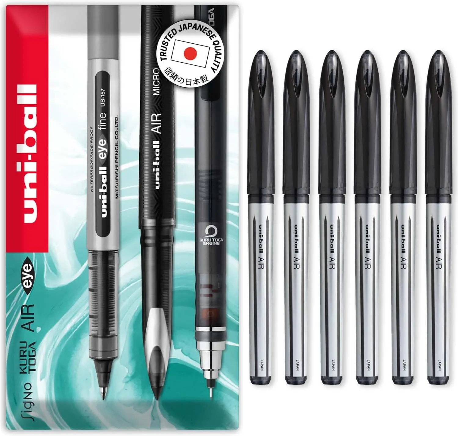 

0.7mm Medium Rollerball Pens, 6-Pack Black Ink, Smooth Writing with Pressure-Sensitive Nib