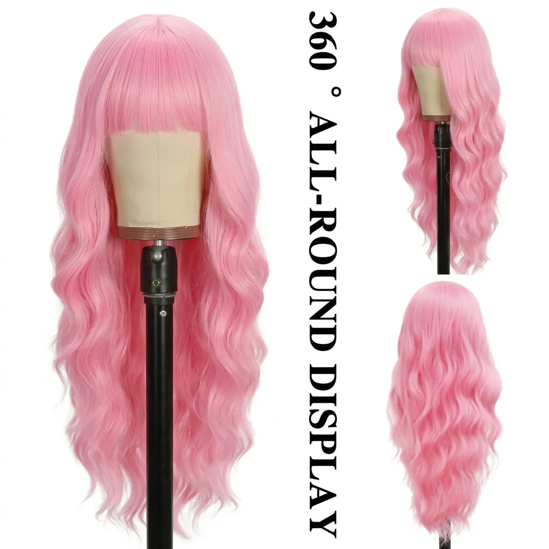 Pink synthetic wig with big waves for Halloween party Cosplay wig for role-playing wig for daily use Hot wire wig set