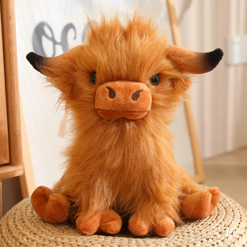 27cm brown high land cow plush toy creative design, soft and comfortable gift for children