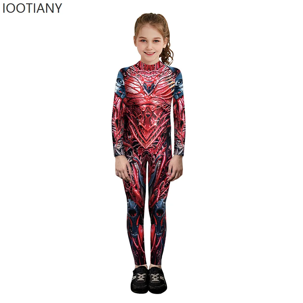 

Halloween Boys Girls Skull Print Cyberpunk Muscle Monster Armor Bodysuit Horror Party Role Play Costume Sexy Tights Clothing New