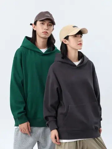 16.9oz 480gsm Heavy Weight Cotton Plus Velvet Hooded Sweater Men Thickened Tight Polar Fleece Pullover Hoodie Women Sweatshirt