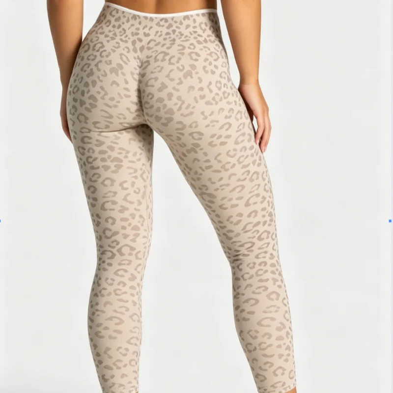 HISTELLO Butt Lift Leopard Print Leggings Fit Sculpt Breathable Seamless Tummy Control Slim Fit Yoga Gym Workout Sports Pants