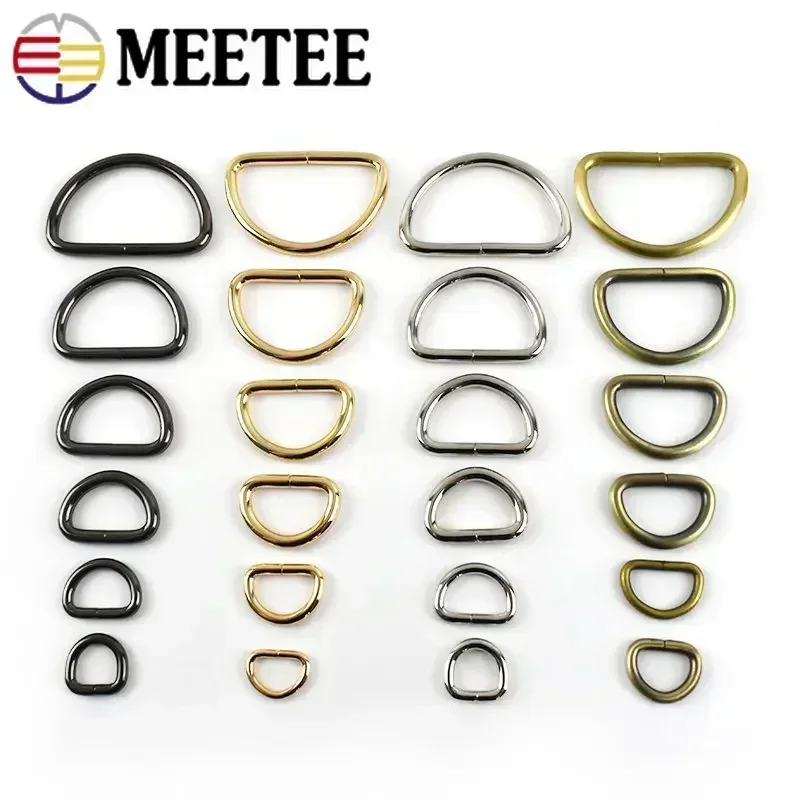 5Pcs Meetee 13-50mm Metal O Dee D Ring Buckles Clasp Web Belt Backpack Bags Purse Shoes Garment Collar Sewing DIY Leather Craft