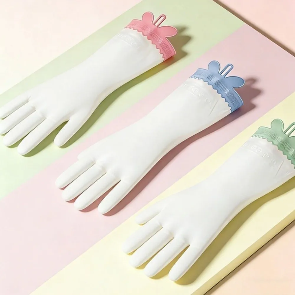 1Pair Rabbit Ears Dishwashing Gloves Waterproof Tear Resistant Household Cleaning Gloves Multi Color Lengthened