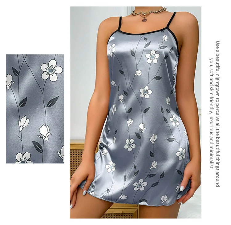 Women's Satin Floral Print Nightdress