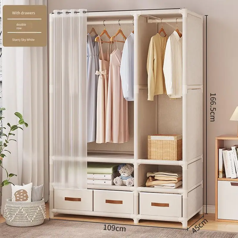 

Sturdy Durable Reinforced and Thickened Single Person Small Rental Room Dustproof Economical Wardrobe Simple Wardrobe for Home