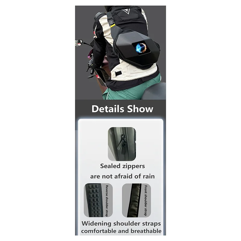 

Motorcycle Shoulder Bag LED Lights Bluetooth DIY Carbon Fiber Motorcycle Riding Bag Full Helmet Sports Waterproof Bag