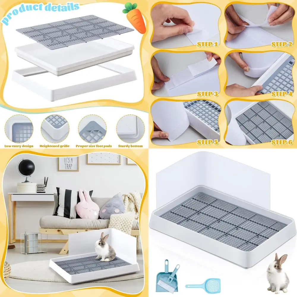 

Large Rabbit Bunny Litter Box Guinea Pig Litter Tray 22.5 x 17.9 x 3.07 Inch Small Animal Pet Toilet Potty Pan Rectangular Rabbi