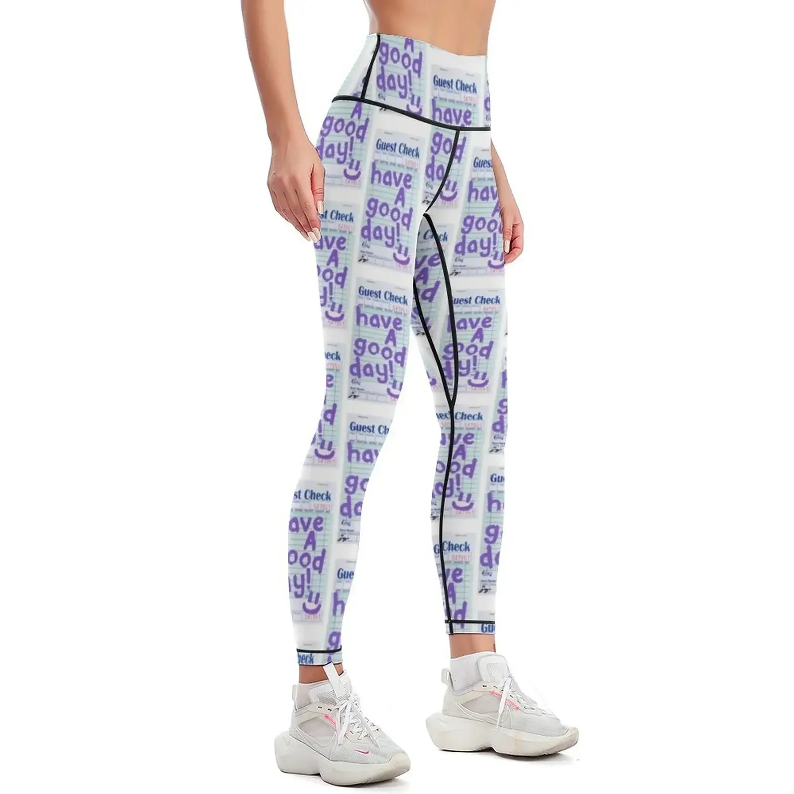 Have a Good Day :) Guest Check Art (Purple) Leggings Golf wear Tight fitting woman trousers Fitness woman Womens Leggings