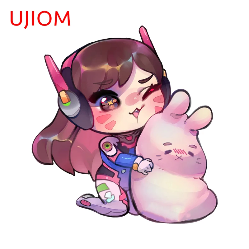 UJIOM 13cm X 12.2cm Cute Overwatch Anime Girl Interesting Wall Sticker Wardrobe Vestibule Decal Waterproof Home Accessories