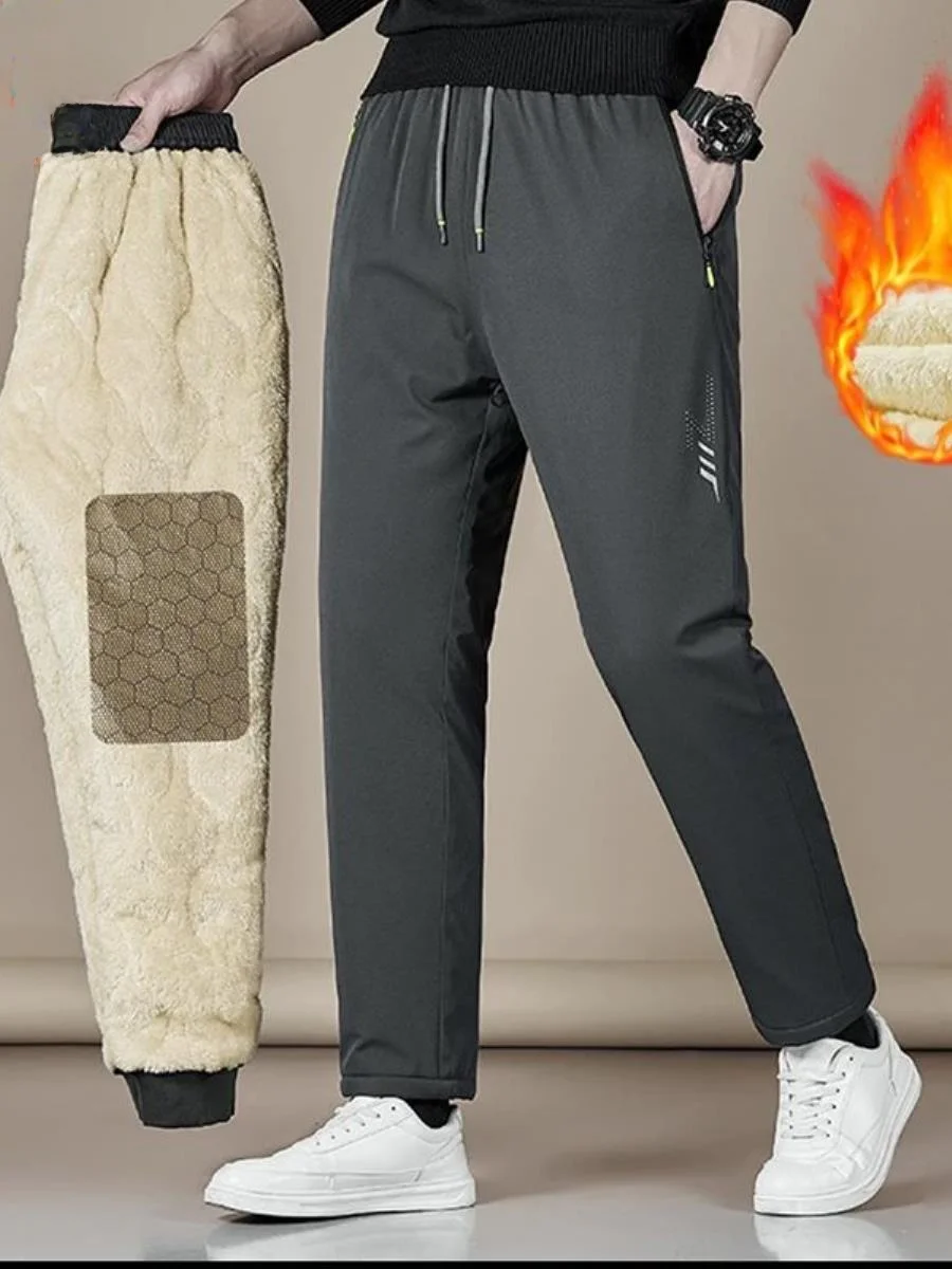 

Thiened Cotton Trousers Men's Winter Leisure Long Pants Fce Lined Woolen Knee-Padded Windproof Waterproof Outdoor Wear