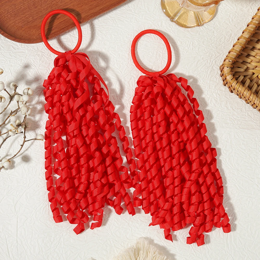 2 Stück/Set Satin-Quasten-Stirnband und Pferdeschwanzhalter, geeignet für Mädchen, dekoratives Haar-Accessoire für WM-Partys – Detail 19