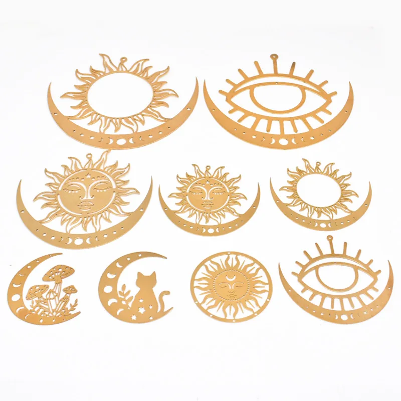 Copper Sun Moon DIY Sun Catchers Making Accessories Crystal Suncatchers Wind Chimes Pendant Supplies Hanging Decoration Craft
