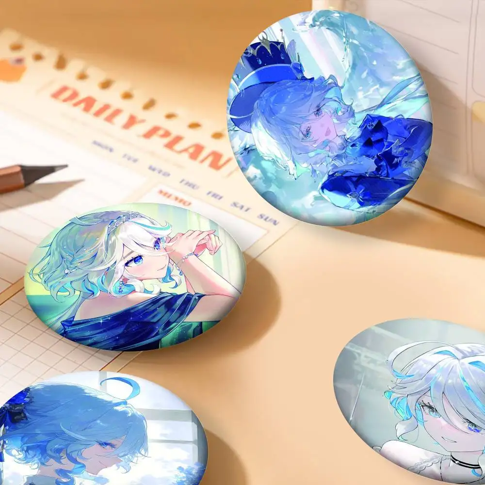 Game Furina Pins Badges Round Laser Badge Brooch Clothes Backpack Accessories