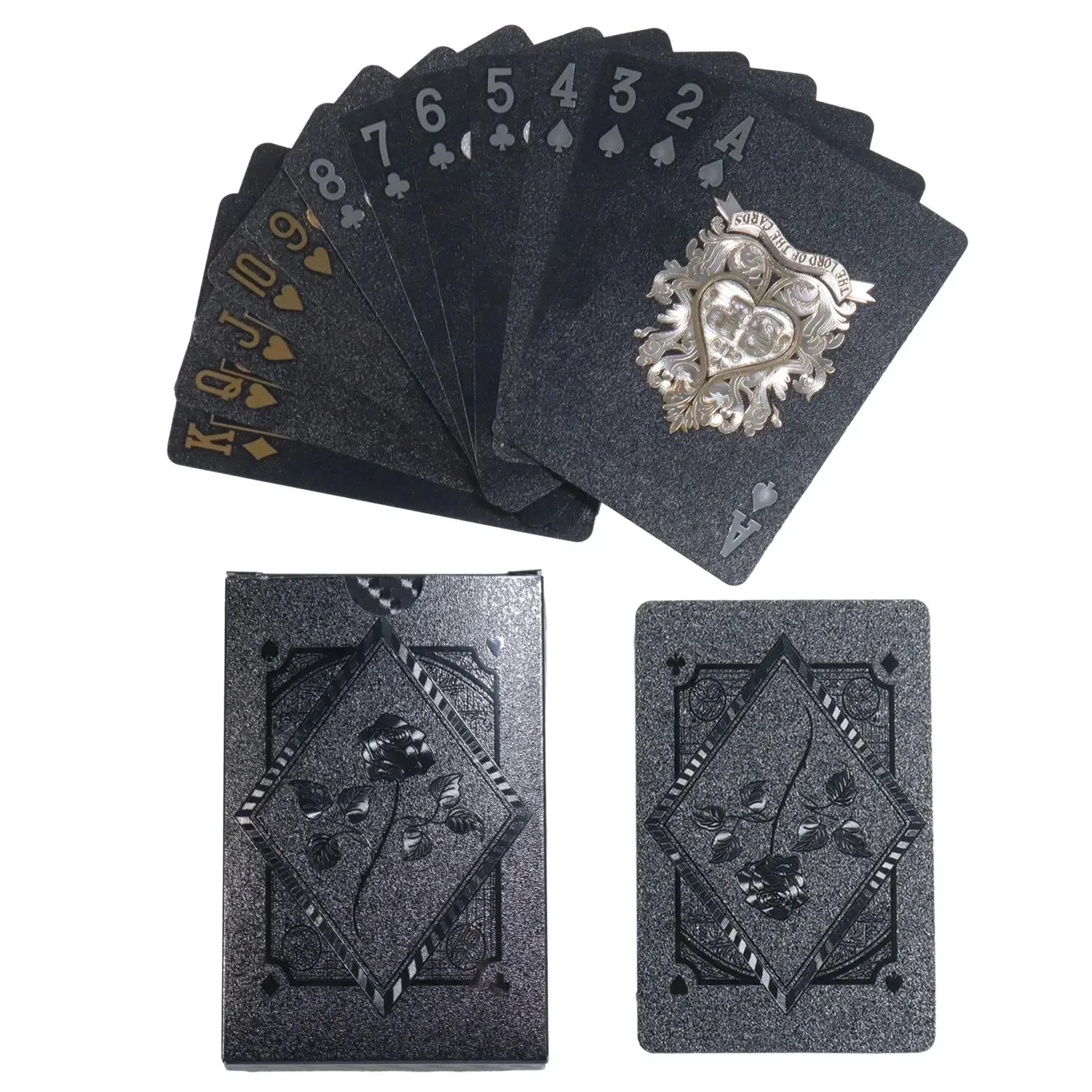 Black Rose Deck Poker Frosted Waterproof Plastic Playing Cards Texas Poker Collection Commemorative Chess Practical Party Gift