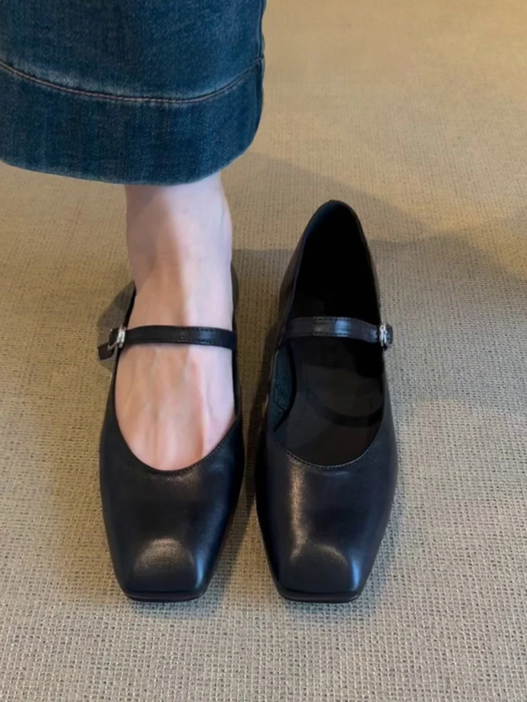 

Мягкие кожаные боты Single oes Женские плоские Work oes Удобная одежда на весь день Bla Mary Janes Retro Sle Faionable Spri...