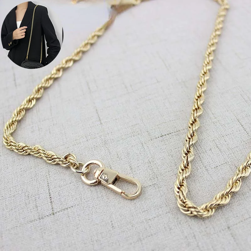 

100CM 110CM 120CM 130CM Alloy Twist Braid Chain 6mm Light Gold Color Small Roller Metal Chain for Evening Bags Strap