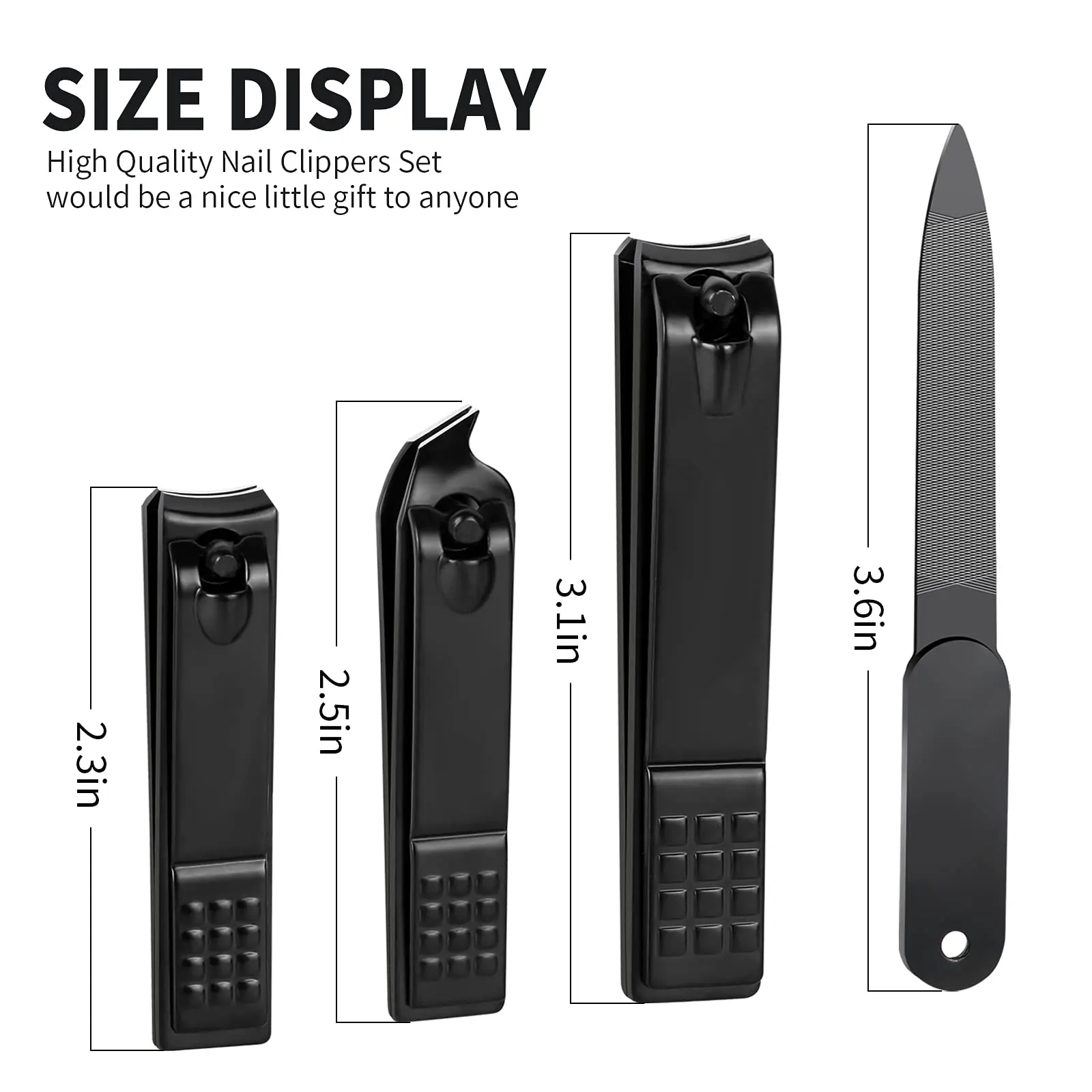 Nail Clippers Set Sharp Stainless Steel Fingernail Clipper & Toenail Clippers Black Nail Cutter Large and Small view 6
