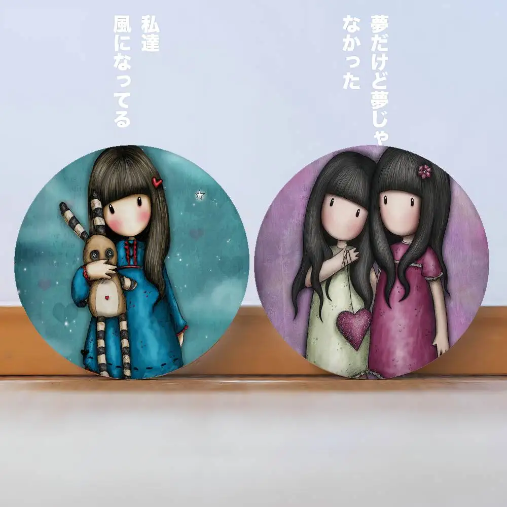 Cartoon S-Santoro Gorjuss Badges Peripheral Lapel Pins Tinplate Round Brooch For Shoulder Bag Accessories Souvenir Gifts