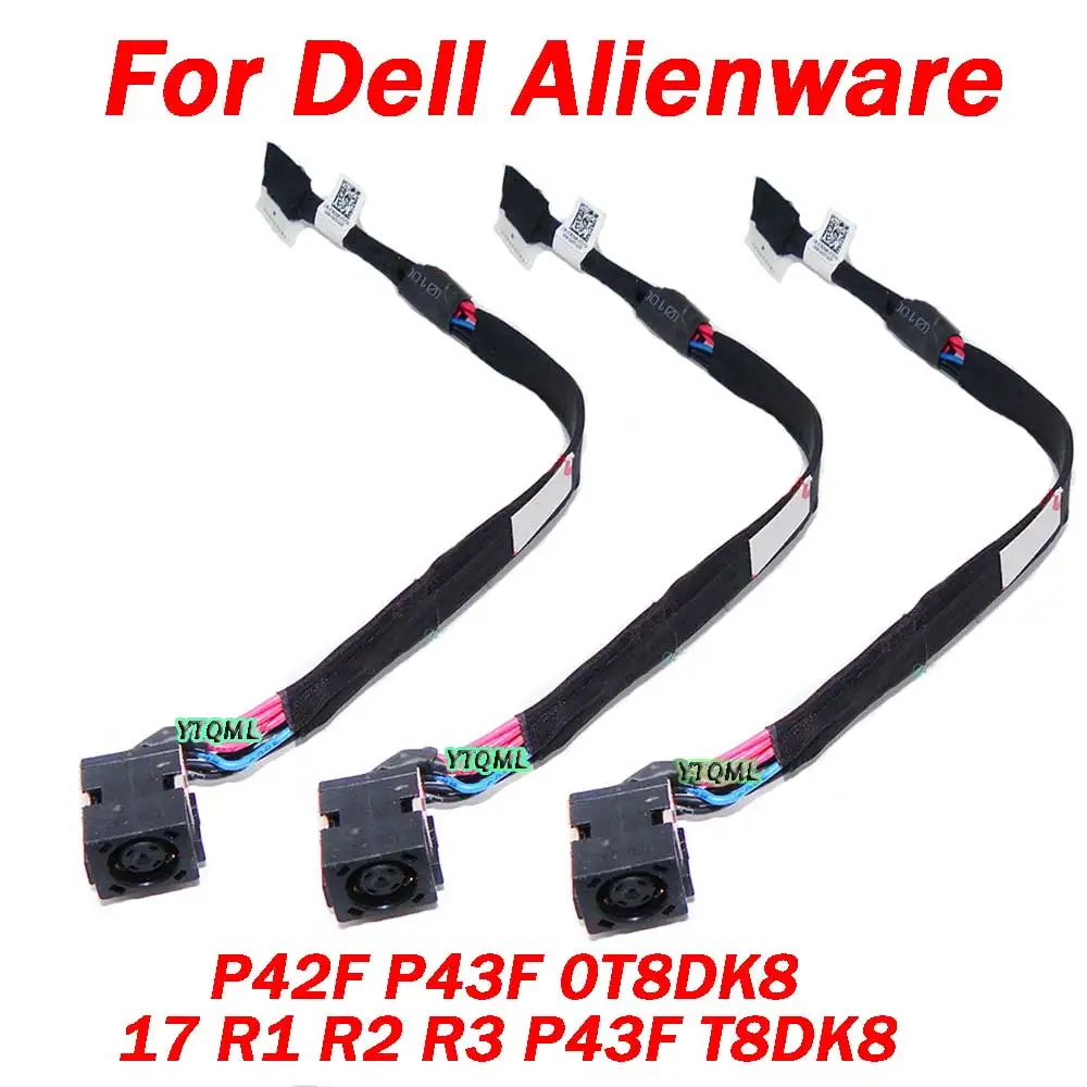 1Pcs New For Dell Alienware 17 R1 R2 R3 P43F T8DK8 P42F P43F 0T8DK8 DC Power Jack Cable Charging Cable Wire Cord