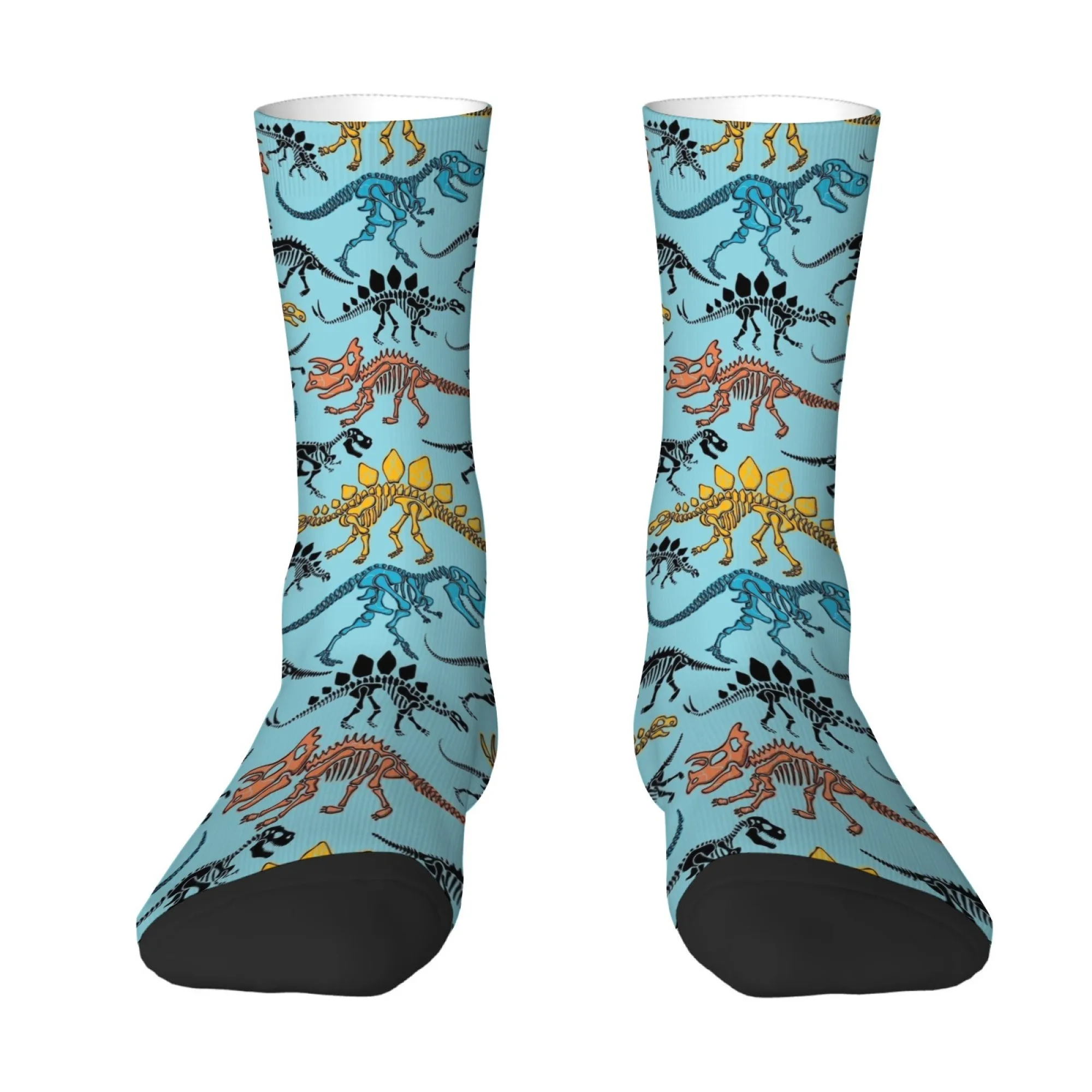 Dinosaur Fossil Cartoon Socks Novelty Funny Happy Men's Socks Harajuku Retro Style Comfortable Casual Fashion Hip-Hop Socks Gift