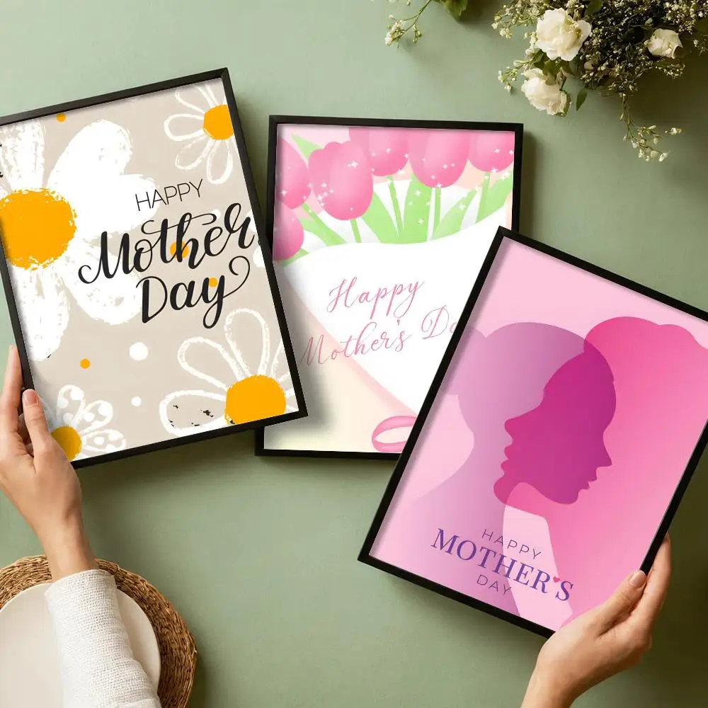 Mother's Day Poster Stickers HD Painting Self-Adhesive Art for Bedroom Living Room Home Decor Modern Wall Decals Gift