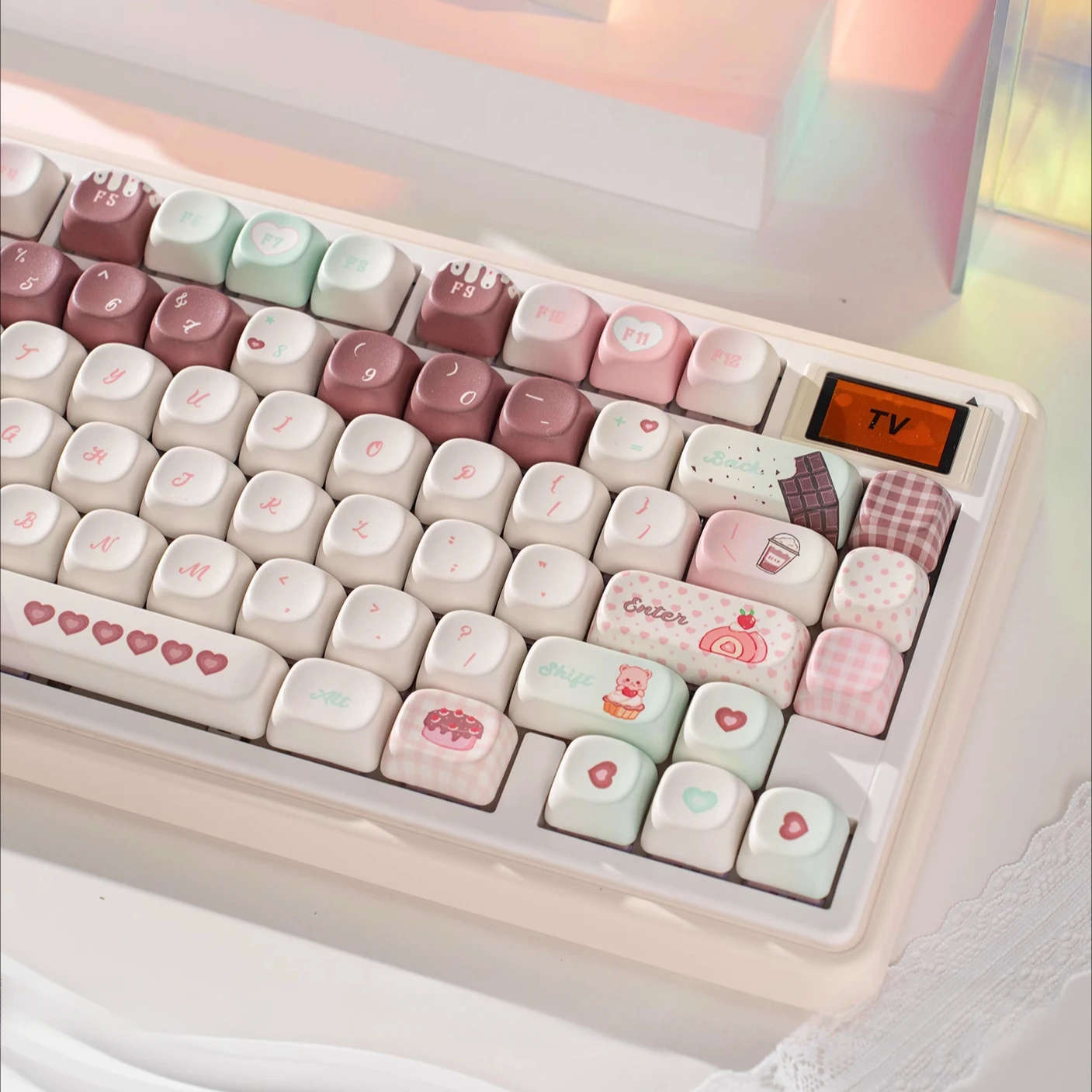 

Chocolate MOA Cute Keycap Set 131 Key Colorful Keycaps Suitable for Mechanical Keyboard 61/64/68/75/84/87/96 Layout