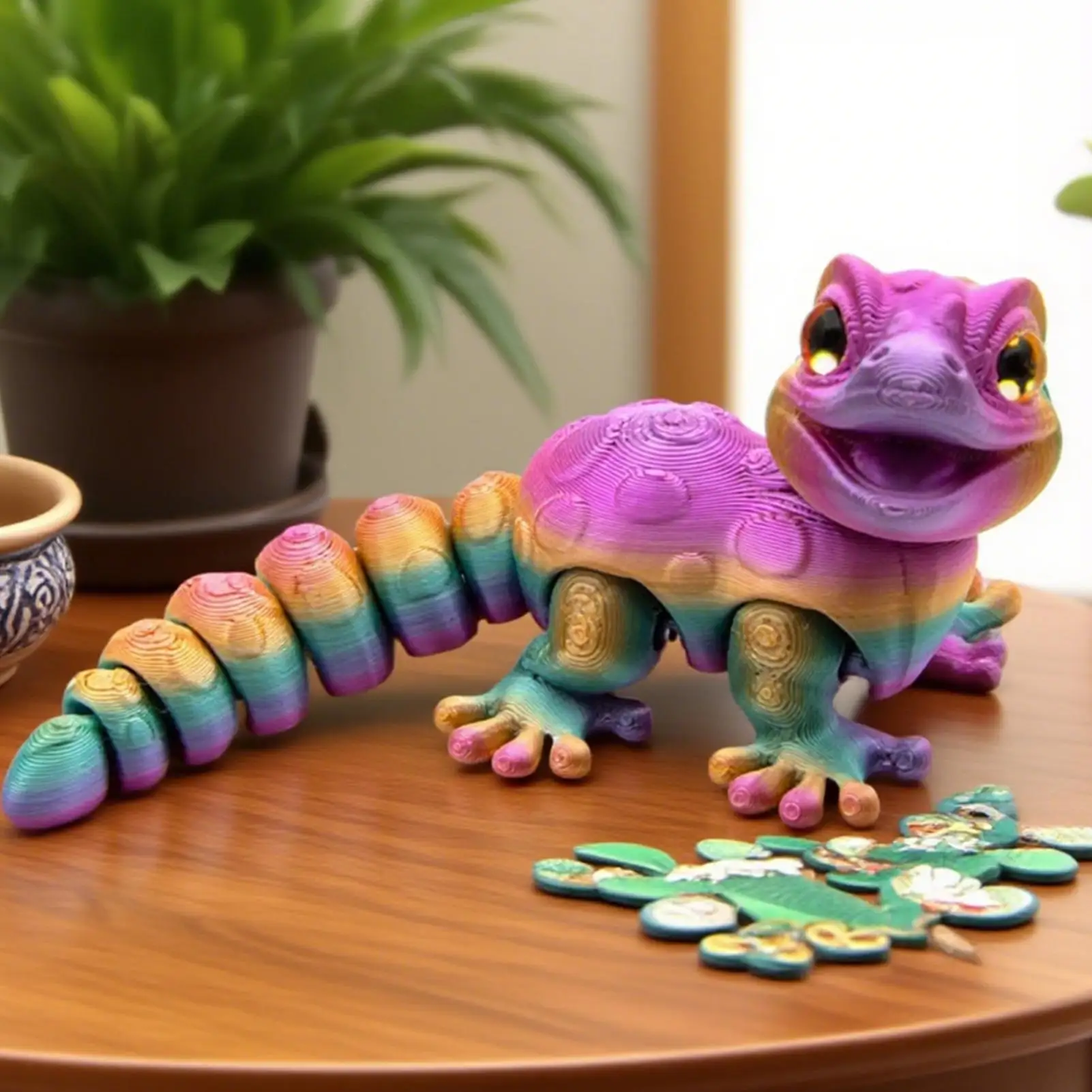 3D Printed Gecko Figurine Lizard Reptile Fidget Toy Statue for Kids Boys Girls Desk Decor Dorm Living Room Bedroom Office Gifts view 5