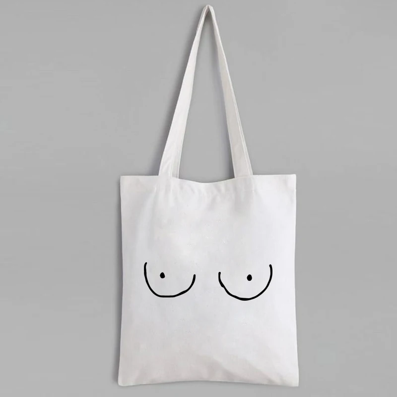 Cycki Art Tote Bag wielokrotnego użytku torba na zakupy cycki Art koreański duże torba z rączkami Cartoon bez zamka Pures i torby produkty przyjazne dla środowiska