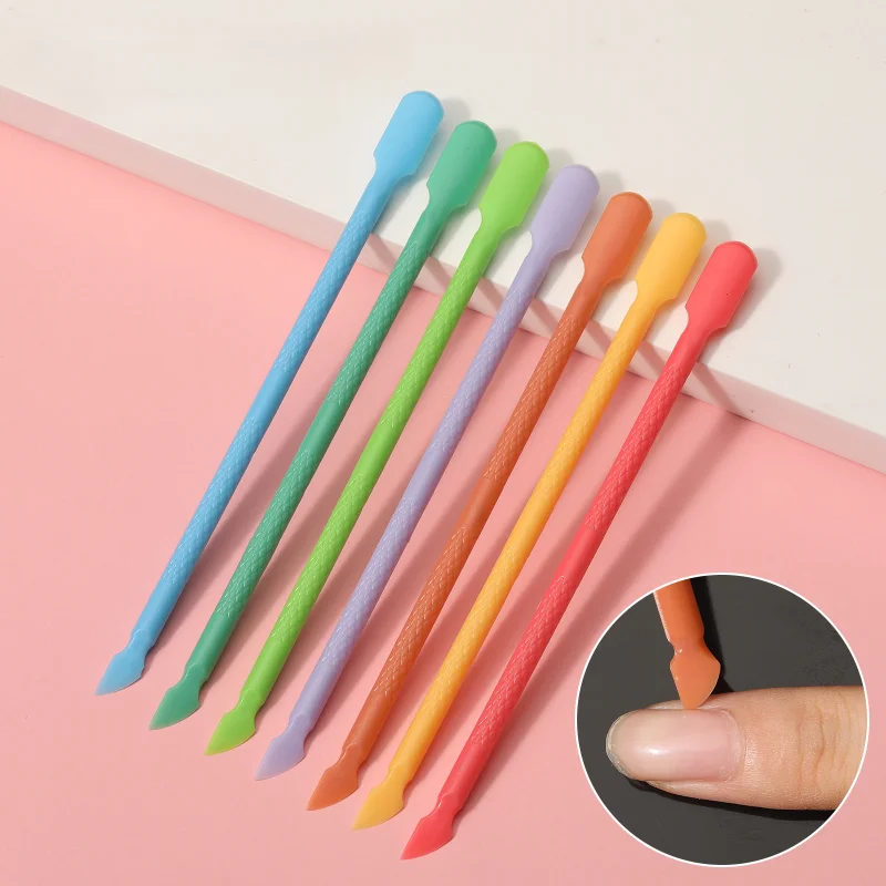 

5pc Nail Art Dual Head Dead Cuticle Pushers Portable Fingernail Care Dead Skin Removal Pointed File Slanted Mouth Nail File Tool