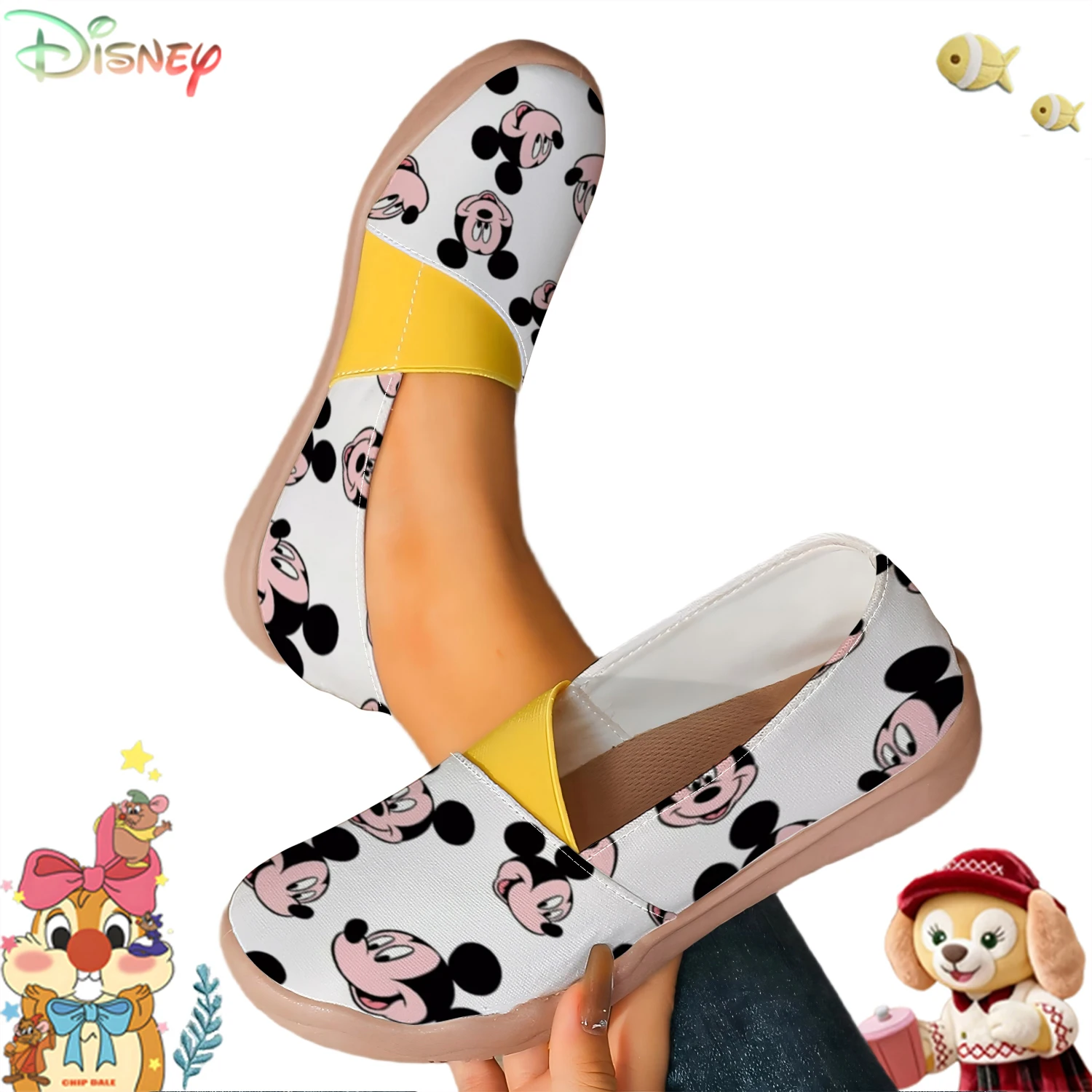 

Disney Mickey Mouse Allover Face Print Casual Slip-On Shoes for Women - Comfortable Flats